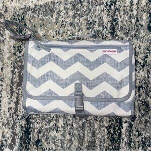 Compact Travel Potable Diaper Changing Pad- Gray and White Chevron